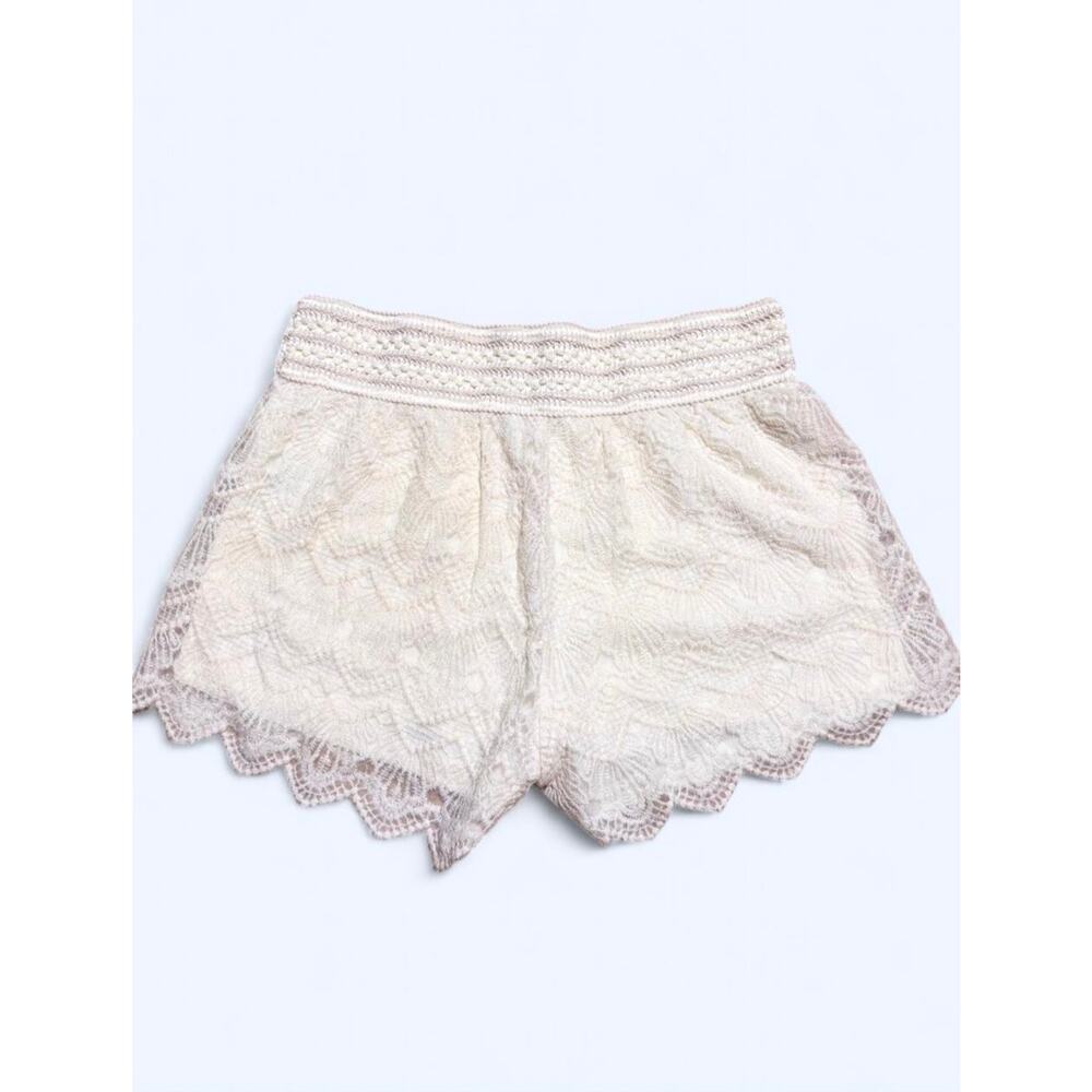 Vtg Y2K Bongo White Lace Crochet Waistband Minishorts